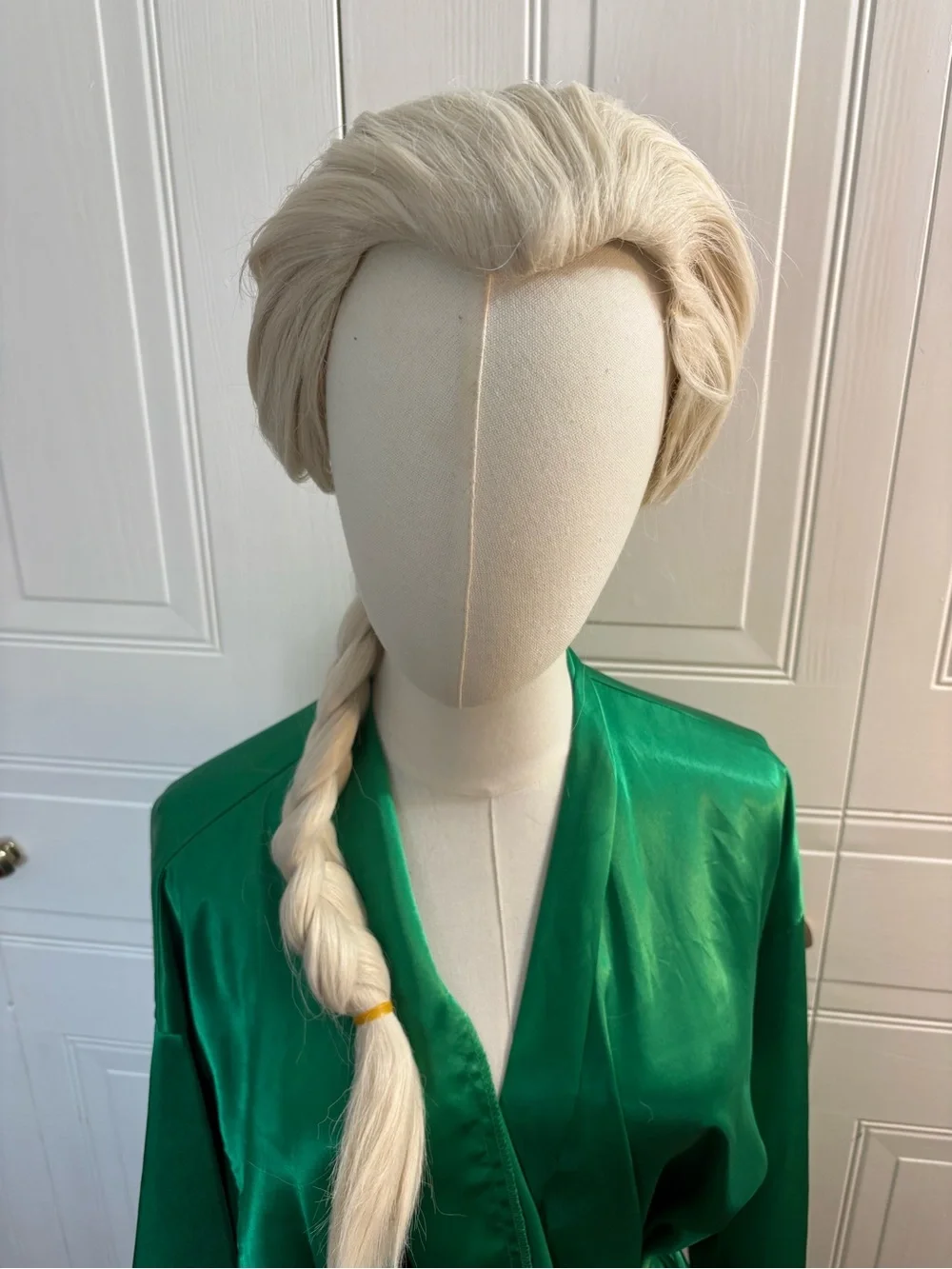 Women Blonde Braided Ponytail Wig Ice Princess Frozen Cosplay Costume Halloween